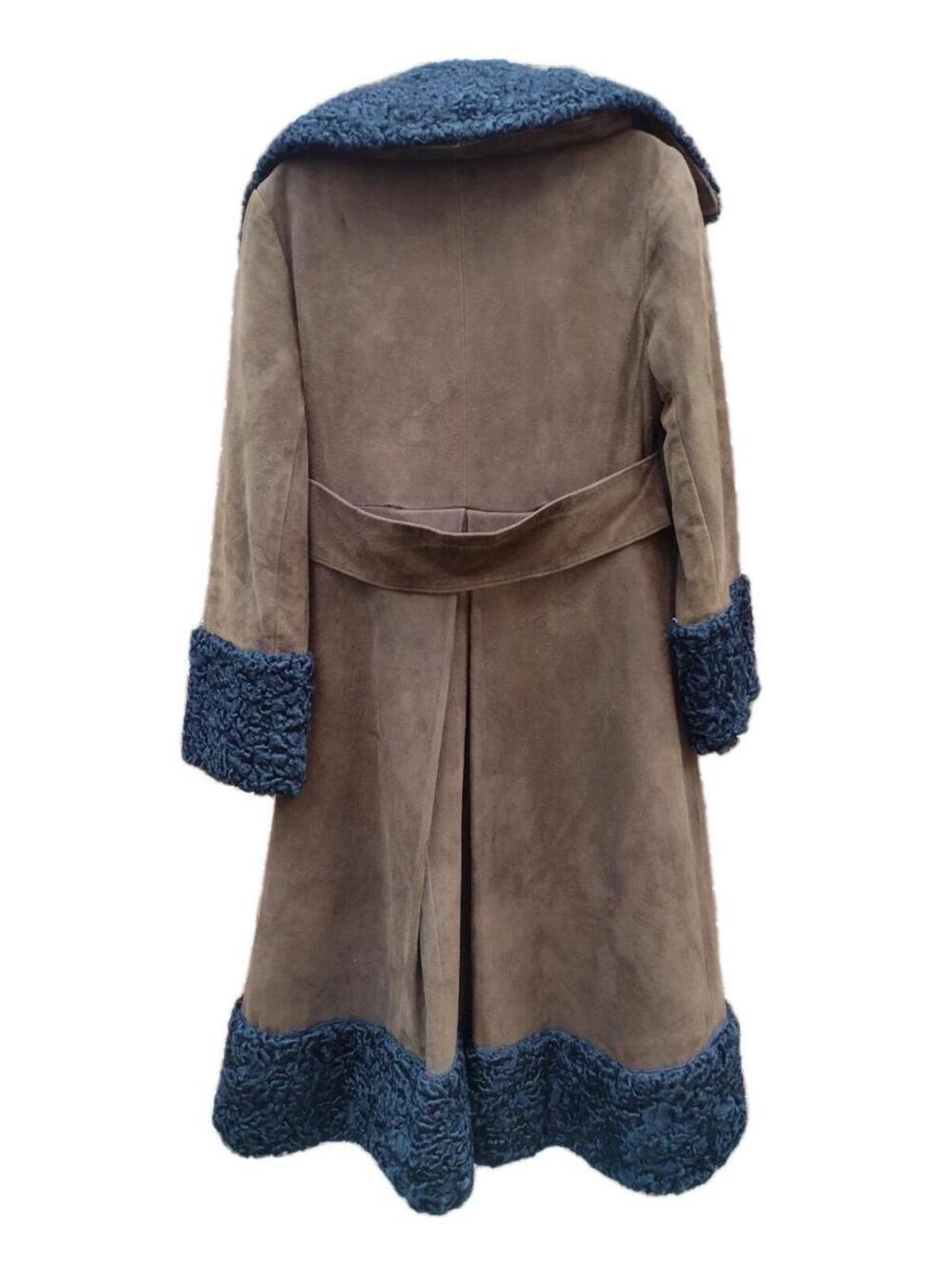 VTG 60s Anne Klein Mallory Penny Lane Suede Coat Curly Lamb Trim Boho Sz 10 - Picture 3 of 15